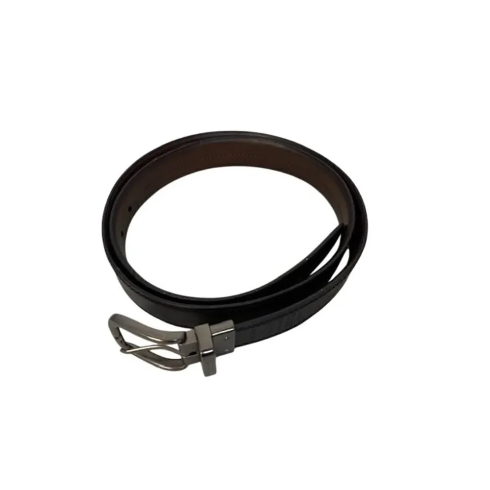 Dockers Reversible Belt Black Brown Mens Sz L 38-40 Faux Leather Gunmetal Buckle